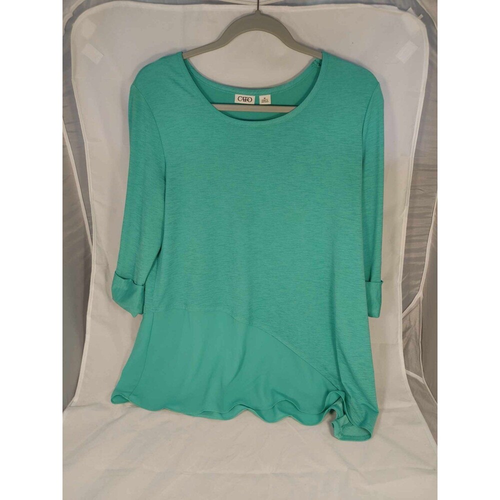 Cato Shirt Womens Medium Cuff Sleeves Teal